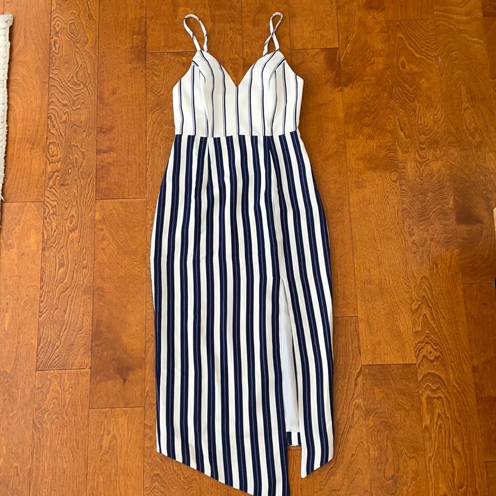 Navy White Stripe Column Dress